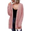 Zeagoo Womens 2026 Long Sleeve Chunky Cable Knit Fall Cardigans Sweaters Button Down Open Front Outerwear with Pockets(Pink)