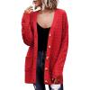 Zeagoo Womens 2026 Long Sleeve Chunky Cable Knit Fall Cardigans Sweaters Button Down Open Front Outerwear with Pockets(Red)