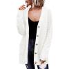 Zeagoo Womens 2026 Long Sleeve Chunky Cable Knit Fall Cardigans Sweaters Button Down Open Front Outerwear with Pockets(White)