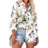 Zeagoo Womens Button Down Shirts Oversized Long Sleeve Floral Printed Blouses Casual Work Tops Drop Shoulder Outfit Clothes(Sp99)