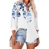 Zeagoo Womens Button Down Shirts Oversized Long Sleeve Floral Printed Blouses Casual Work Tops Drop Shoulder Outfit Clothes(Wf41)