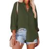 Zeagoo Womens Button Down Shirts Oversized Long Sleeve Floral Printed Blouses Casual Work Tops Drop Shoulder Outfit Clothes(Z-army Green)
