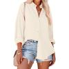 Zeagoo Womens Button Down Shirts Oversized Long Sleeve Floral Printed Blouses Casual Work Tops Drop Shoulder Outfit Clothes(Z-beige)