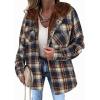Zeagoo Womens Plaid Shacket Jacket Long Sleeve Fleece Hooded Jackets Fall Winter Warm Coat S-2XL(Navy Blue)