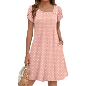 ZEAGOO Summer Dresses for Women 2026 Sundress Short Petal Sleeve Dress with Pockets Floral Dresses for Casual(Floral-jh1)