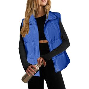 Zeagoo Women Puffer Vest Lightweight Stand Collar Sleeveless Winter Warm Zip Up Padded Outerwear Jackets with Pockets S-XXL(Sky Blue)