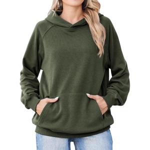 Zeagoo Womens Fleece Hoodies Soft Midweight Casual Hooded Sweatshirts Fall Winter Pullover Tops Kangaroo Pocket(Army Green)