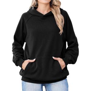 Zeagoo Womens Fleece Hoodies Soft Midweight Casual Hooded Sweatshirts Fall Winter Pullover Tops Kangaroo Pocket(Black)