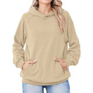 Zeagoo Womens Fleece Hoodies Soft Midweight Casual Hooded Sweatshirts Fall Winter Pullover Tops Kangaroo Pocket(Light Brown)