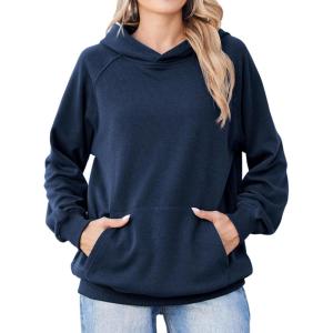 Zeagoo Womens Fleece Hoodies Soft Midweight Casual Hooded Sweatshirts Fall Winter Pullover Tops Kangaroo Pocket(Navy Blue)