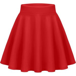 Zeagoo Women’s Skirt Basic Mini Skater Skirt 2026 Summer Skirts Stretchable High Waist A-Line Valentines Skirts(02 Red)