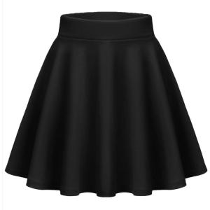 Zeagoo Women’s Skirt Basic Mini Skater Skirt 2026 Summer Skirts Stretchable High Waist A-Line Valentines Skirts(Black)