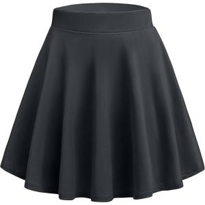 Zeagoo Women’s Skirt Basic Mini Skater Skirt 2026 Summer Skirts Stretchable High Waist A-Line Valentines Skirts(Dark Grey)