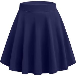 Zeagoo Women’s Skirt Basic Mini Skater Skirt 2026 Summer Skirts Stretchable High Waist A-Line Valentines Skirts(Navy Blue)