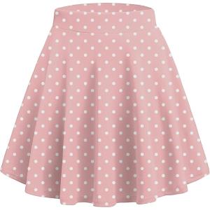 Zeagoo Women’s Skirt Basic Mini Skater Skirt 2026 Summer Skirts Stretchable High Waist A-Line Valentines Skirts(Pink White Dot)