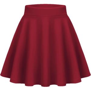 Zeagoo Women’s Skirt Basic Mini Skater Skirt 2026 Summer Skirts Stretchable High Waist A-Line Valentines Skirts(Red)