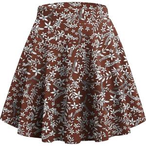 Zeagoo Women’s Skirt Basic Mini Skater Skirt 2026 Summer Skirts Stretchable High Waist A-Line Valentines Skirts(Red Floral)