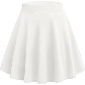 Zeagoo Women’s Skirt Basic Mini Skater Skirt 2026 Summer Skirts Stretchable High Waist A-Line Valentines Skirts(White)