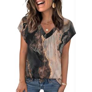 Zeagoo Womens Tops Short Sleeve V Neck Shirts Summer Dressy Casual Business Clothes Work Blouses Fashion Clothing Outfits(Sa1)