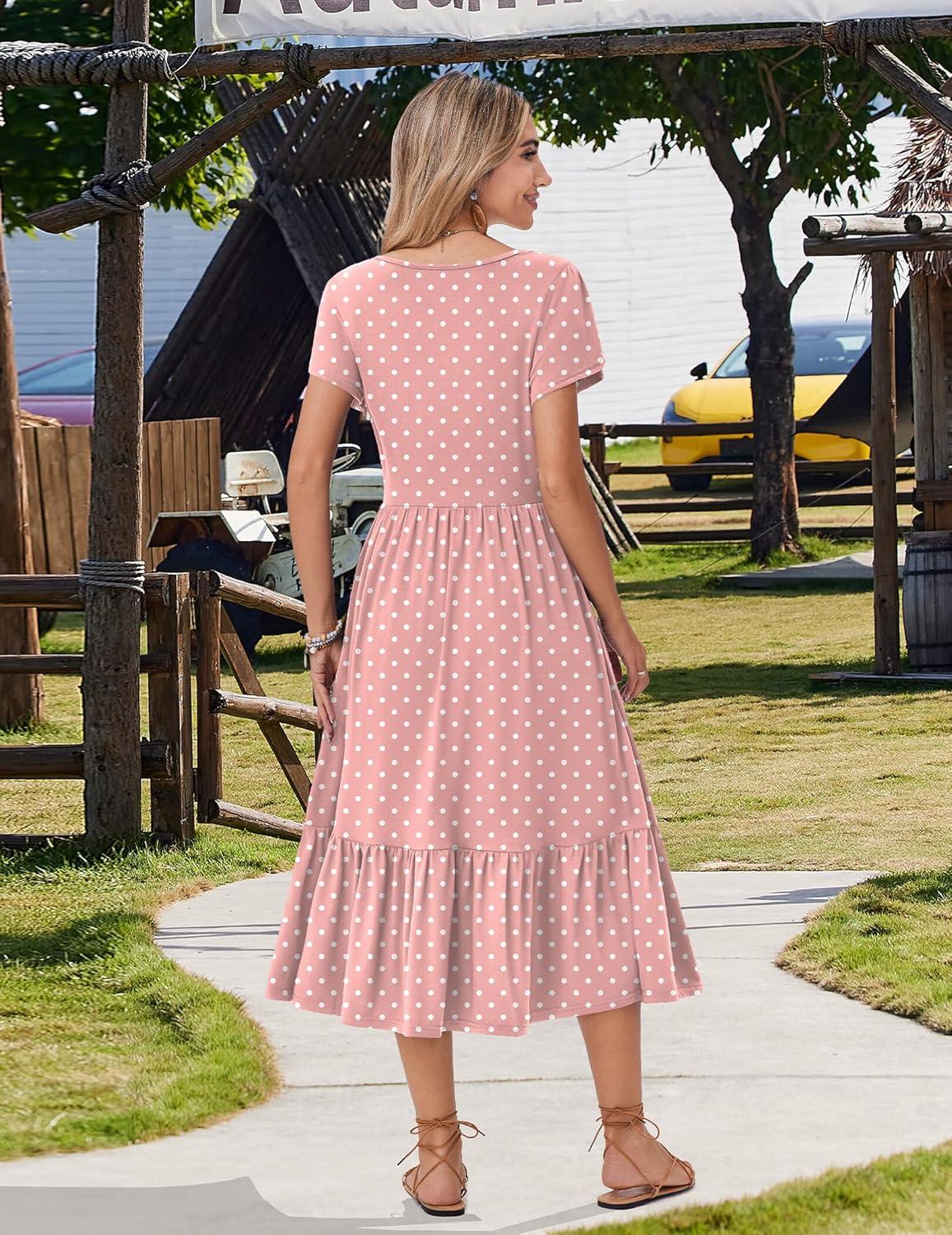 imageZeagoo Women Summer Midi A Line Dress Short Sleeve Casual Flowy Tiered Beach Long Sundress with Pockets 2026 Vacation TravelJh1