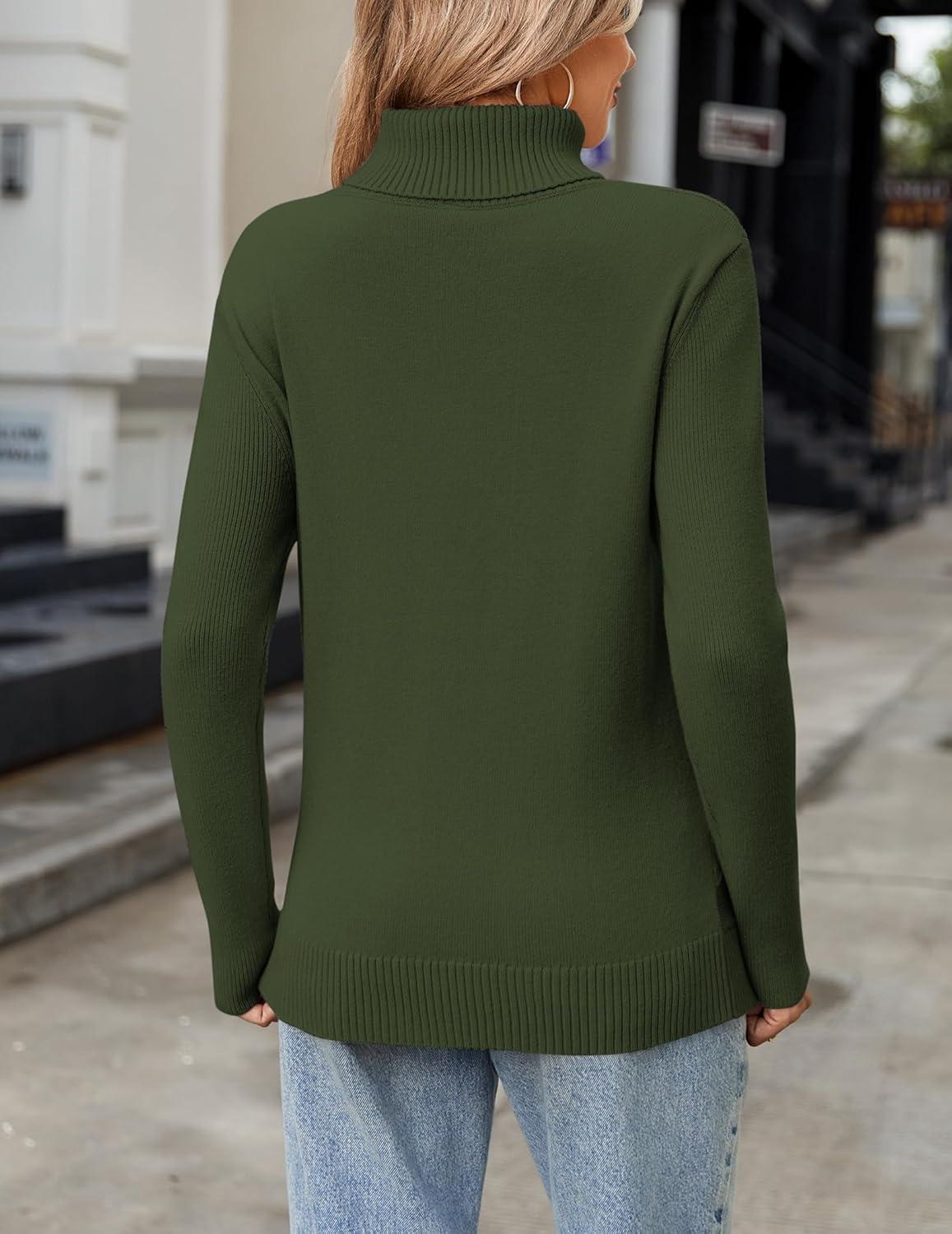 imageZeagoo Womens Turtleneck Sweater Fall Winter 2026 Long Sleeve Chunky Knitted Trendy Pullover TopsArmy Green