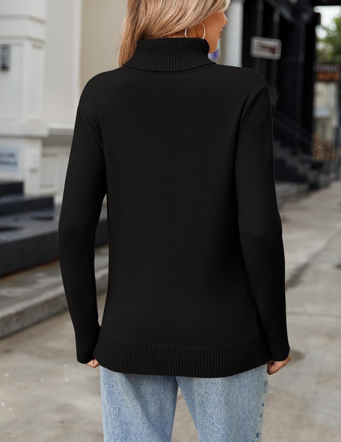 imageZeagoo Womens Turtleneck Sweater Fall Winter 2026 Long Sleeve Chunky Knitted Trendy Pullover TopsBlack
