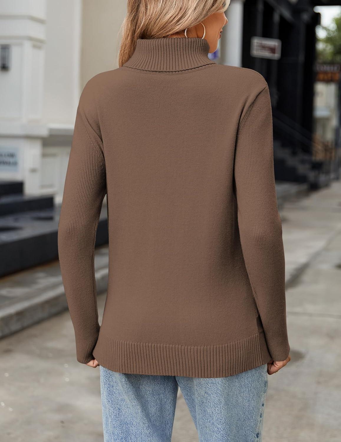 imageZeagoo Womens Turtleneck Sweater Fall Winter 2026 Long Sleeve Chunky Knitted Trendy Pullover TopsNutmeg