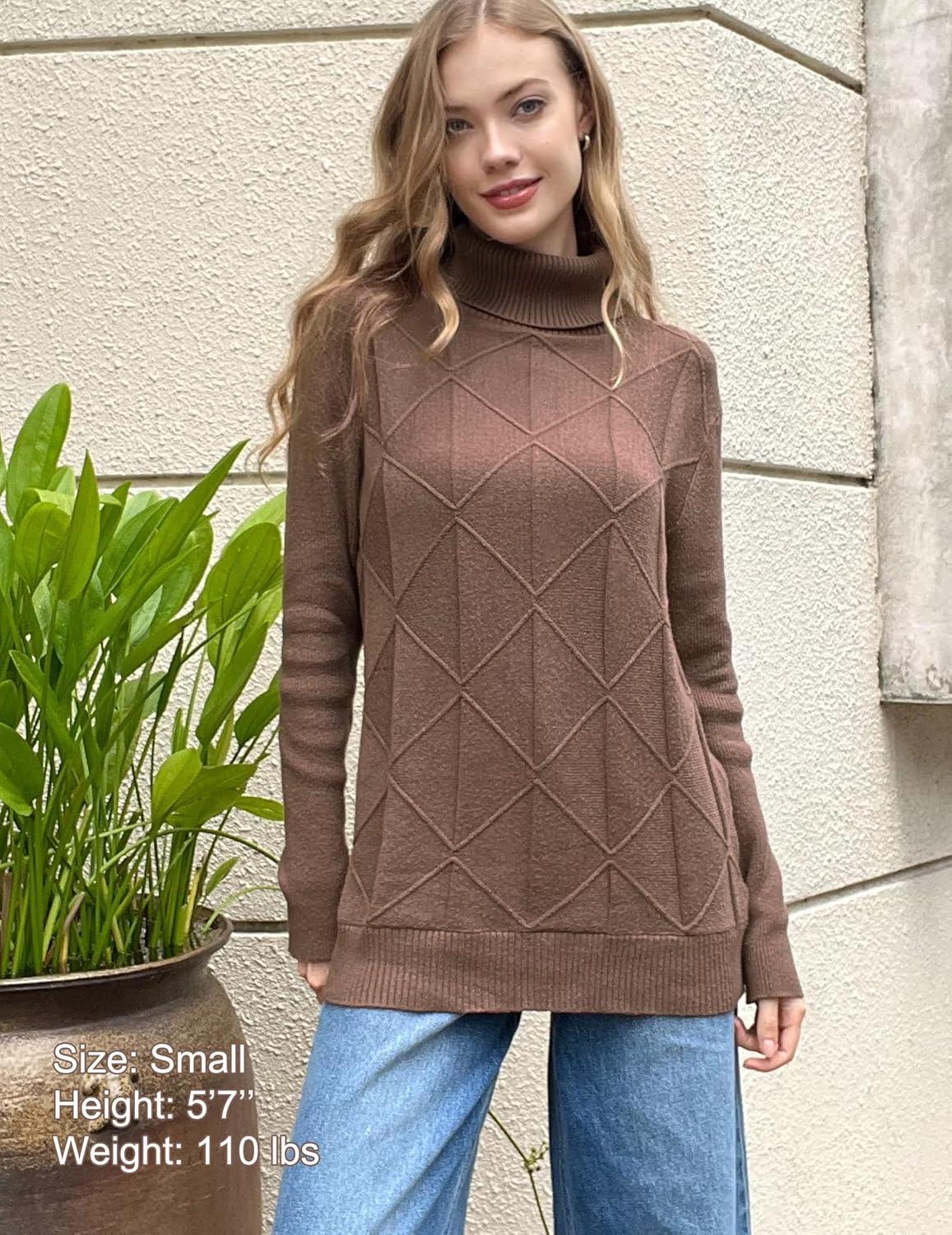 imageZeagoo Womens Turtleneck Sweater Fall Winter 2026 Long Sleeve Chunky Knitted Trendy Pullover TopsNutmeg