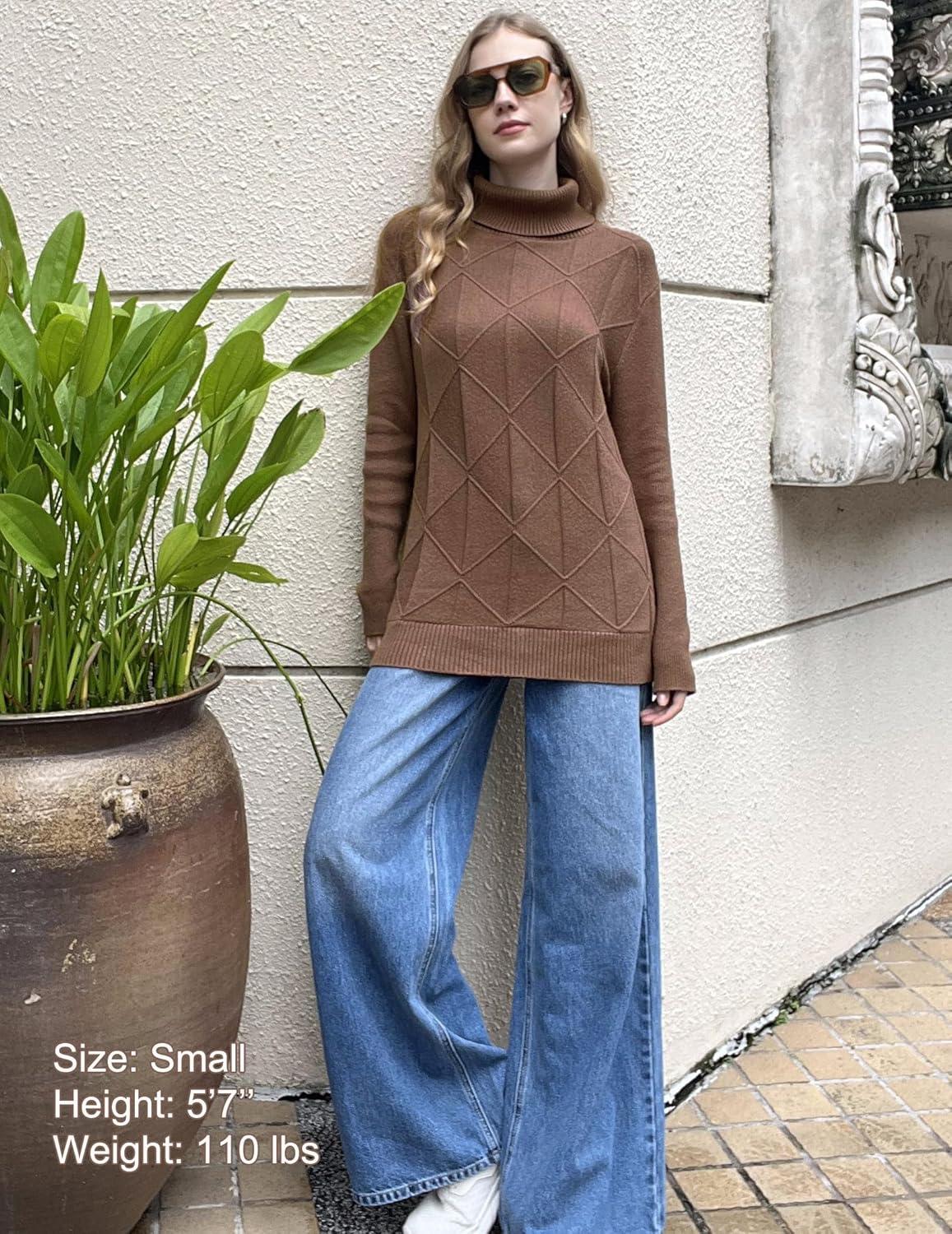 imageZeagoo Womens Turtleneck Sweater Fall Winter 2026 Long Sleeve Chunky Knitted Trendy Pullover TopsNutmeg