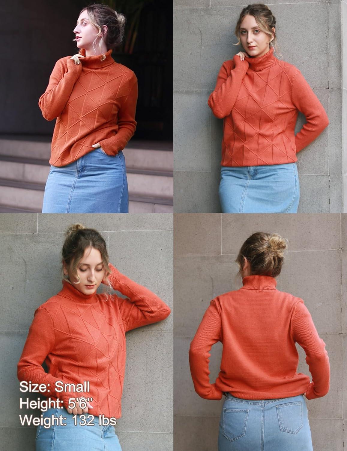 imageZeagoo Womens Turtleneck Sweater Fall Winter 2026 Long Sleeve Chunky Knitted Trendy Pullover TopsRust Red