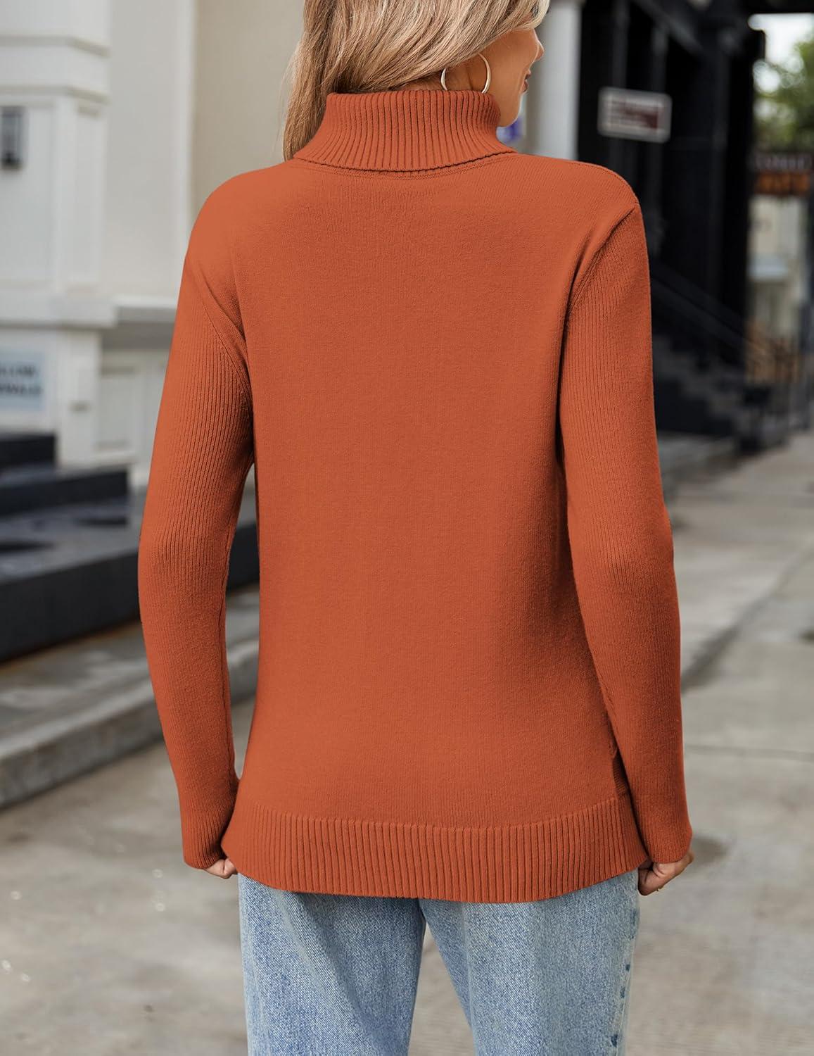 imageZeagoo Womens Turtleneck Sweater Fall Winter 2026 Long Sleeve Chunky Knitted Trendy Pullover TopsRust Red