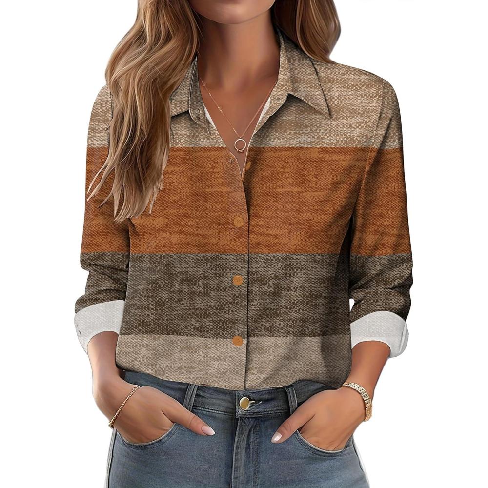 imageZeagoo Button Down Shirts for Women Dressy Floral Printed Long Sleeve Blouse Business Casual Work TopsJh398