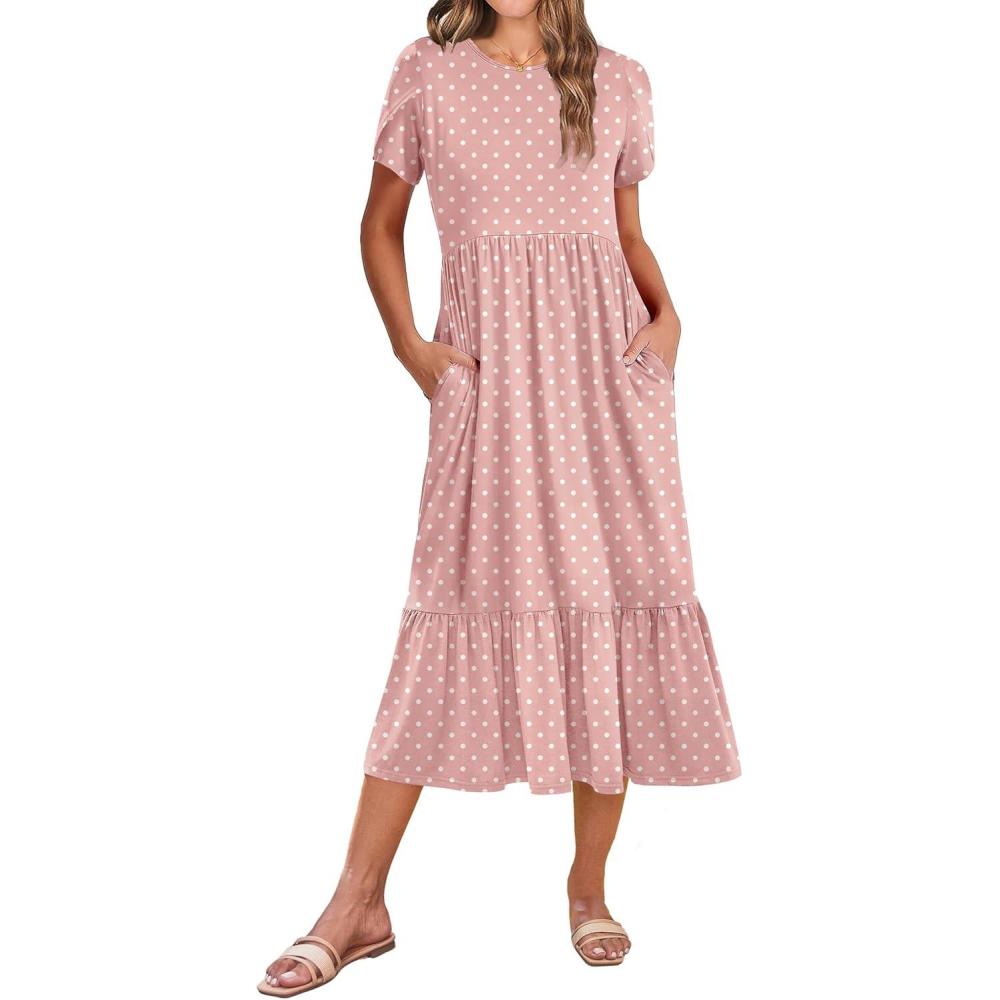 imageZeagoo Women Summer Midi A Line Dress Short Sleeve Casual Flowy Tiered Beach Long Sundress with Pockets 2026 Vacation TravelJh1