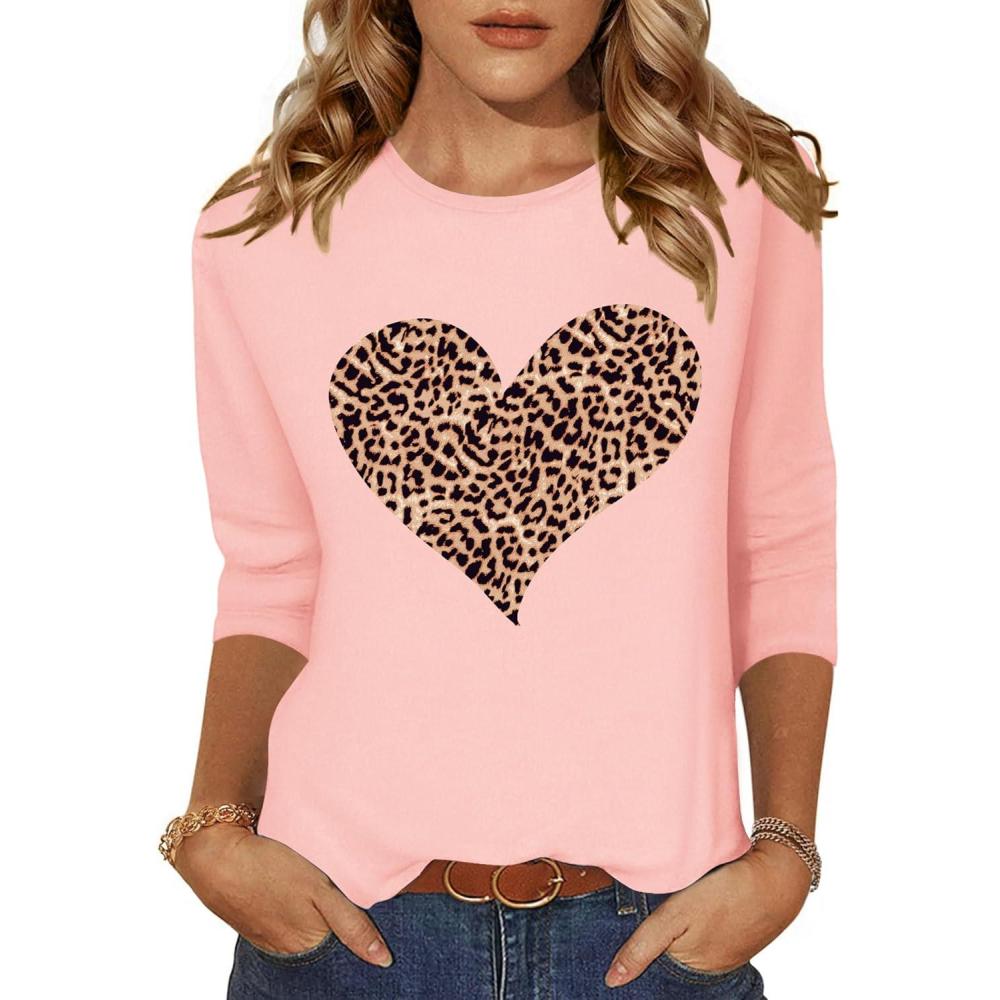imageZeagoo Womens Casual 34 Sleeve TShirts Round Neck Cute Tunic Tops Basic Tees Blouses Business Work Tee TopPinkax49