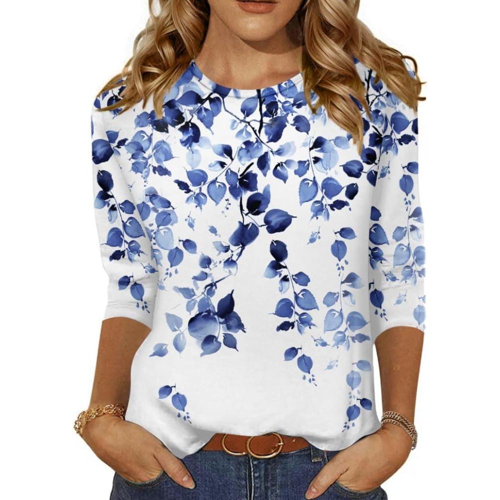 imageZeagoo Womens Casual 34 Sleeve TShirts Round Neck Cute Tunic Tops Basic Tees Blouses Business Work Tee TopWf41