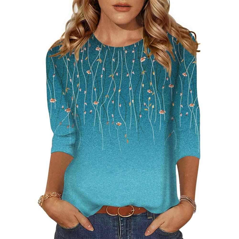imageZeagoo Womens Casual 34 Sleeve TShirts Round Neck Cute Tunic Tops Basic Tees Blouses Business Work Tee TopXh363