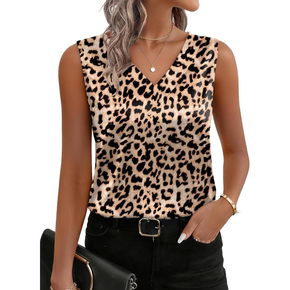 imageZeagoo Womens Silk Satin Tank Tops V Neck Casual Camisoles Sleeveless Business Work Blouses Dressy Summer ShirtsPan550