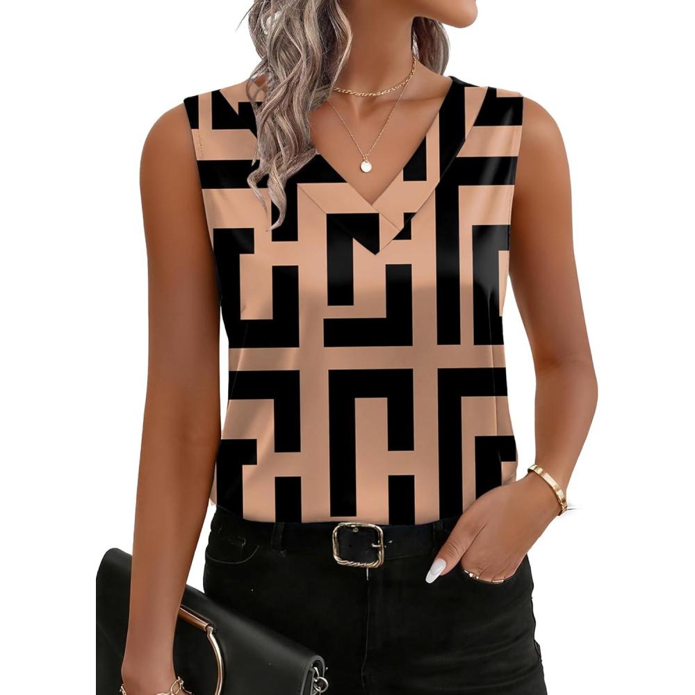 imageZeagoo Womens Silk Satin Tank Tops V Neck Casual Camisoles Sleeveless Business Work Blouses Dressy Summer ShirtsPjh308