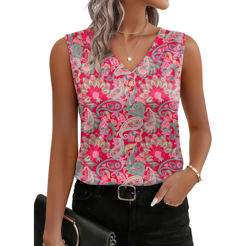 imageZeagoo Womens Silk Satin Tank Tops V Neck Casual Camisoles Sleeveless Business Work Blouses Dressy Summer ShirtsPmz750