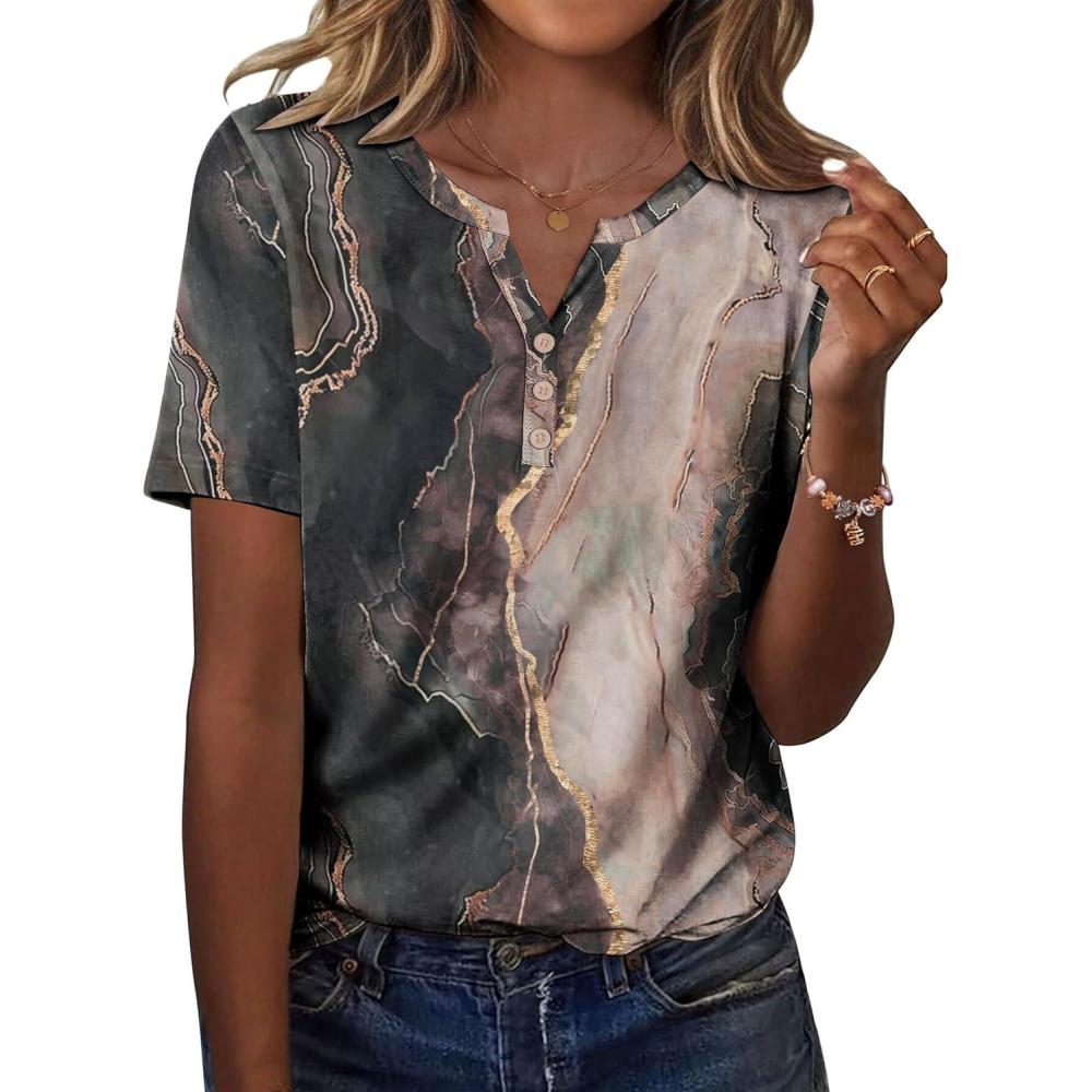 imageZeagoo Womens Summer Tops Casual Short Sleeve V Neck Shirts Business Dressy Work BlousesMulticolor 278