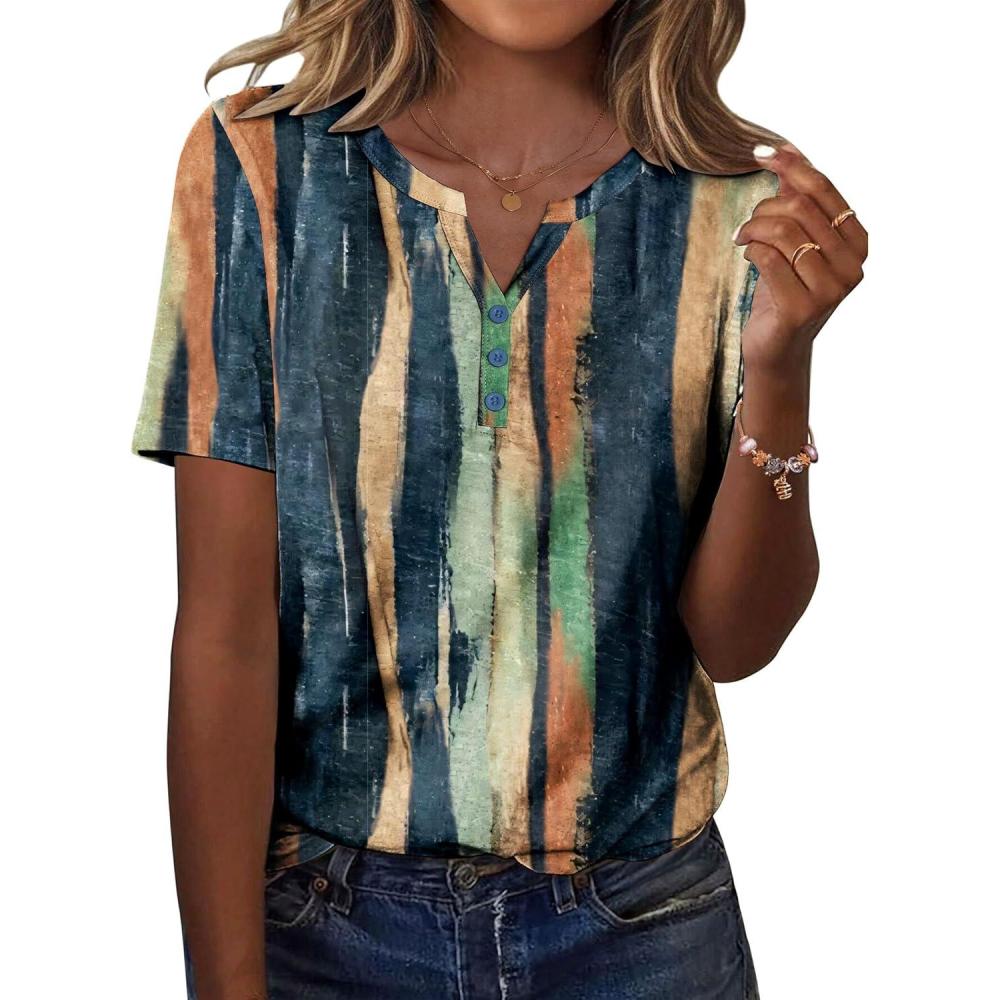 imageZeagoo Womens Summer Tops Casual Short Sleeve V Neck Shirts Business Dressy Work BlousesMulticolor 289