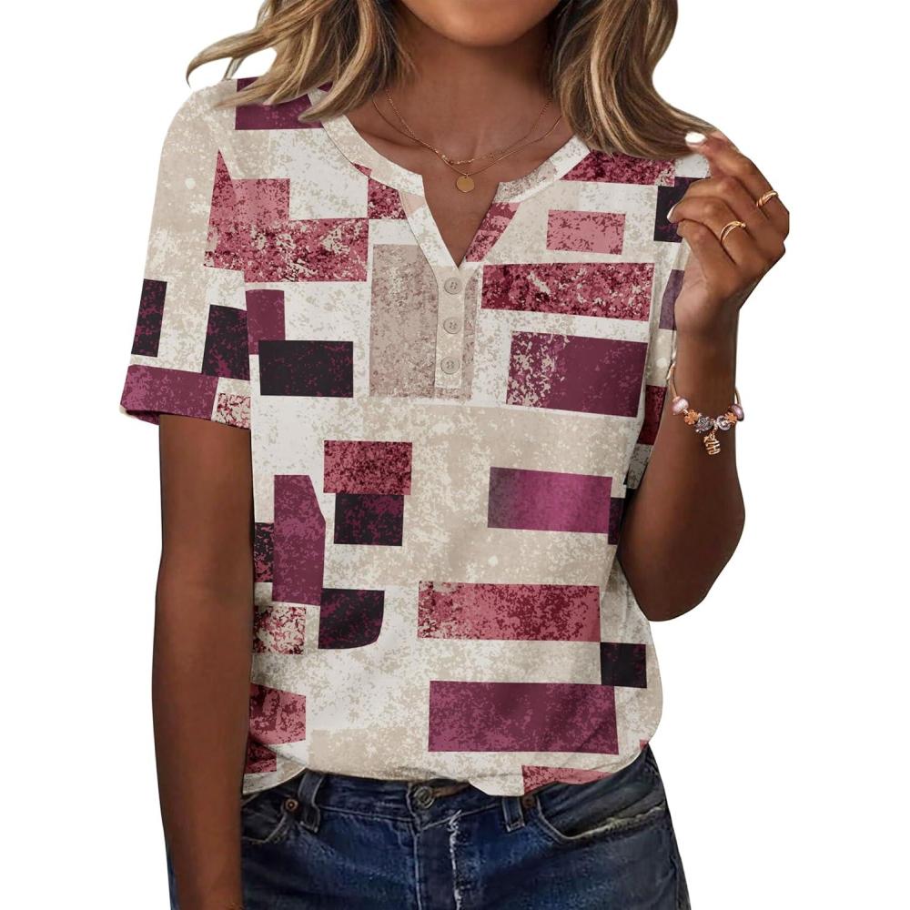 imageZeagoo Womens Summer Tops Casual Short Sleeve V Neck Shirts Business Dressy Work BlousesMulticolor 509