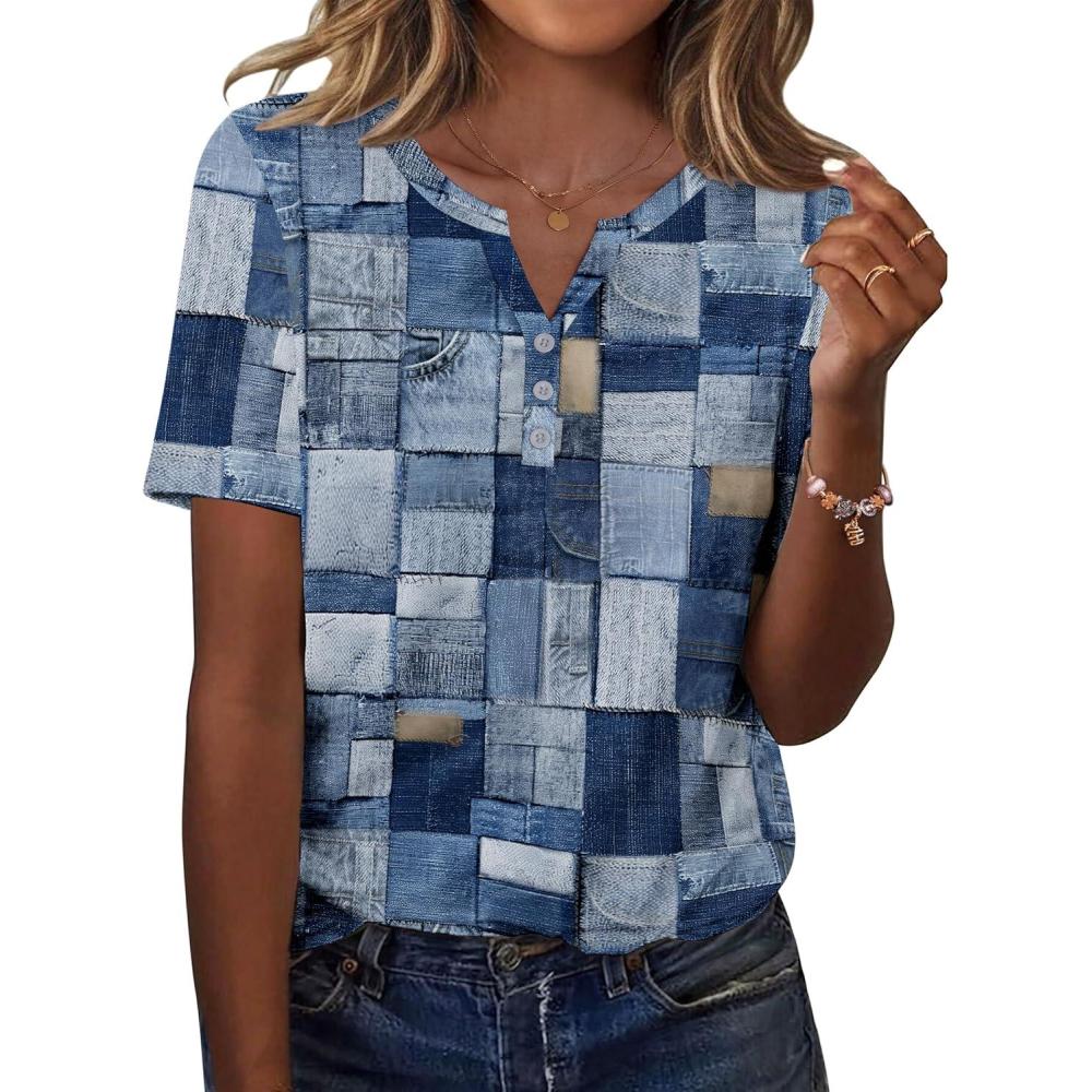 imageZeagoo Womens Summer Tops Casual Short Sleeve V Neck Shirts Business Dressy Work BlousesMulticolor 510