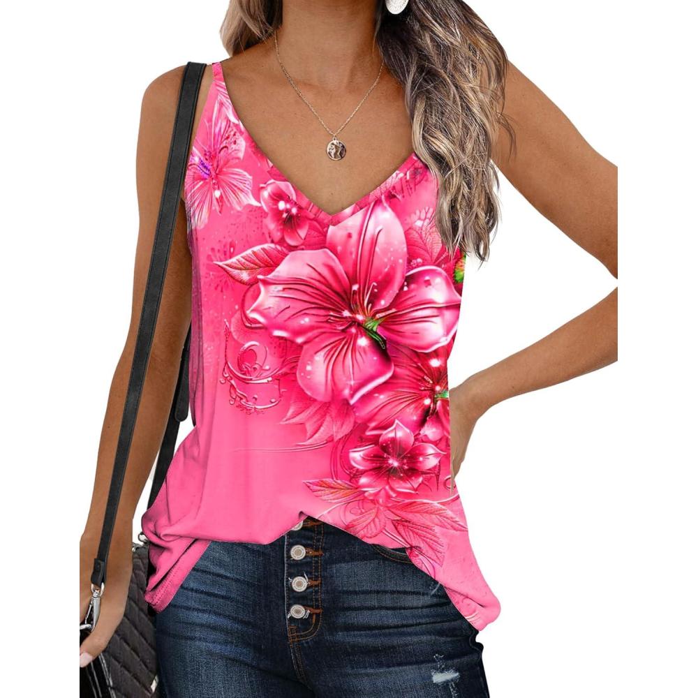imageZeagoo Womens V Neck Camisole Tank Top Strap Sleeveless T Shirt Casual Loose Vest Blouse SXXLBf103