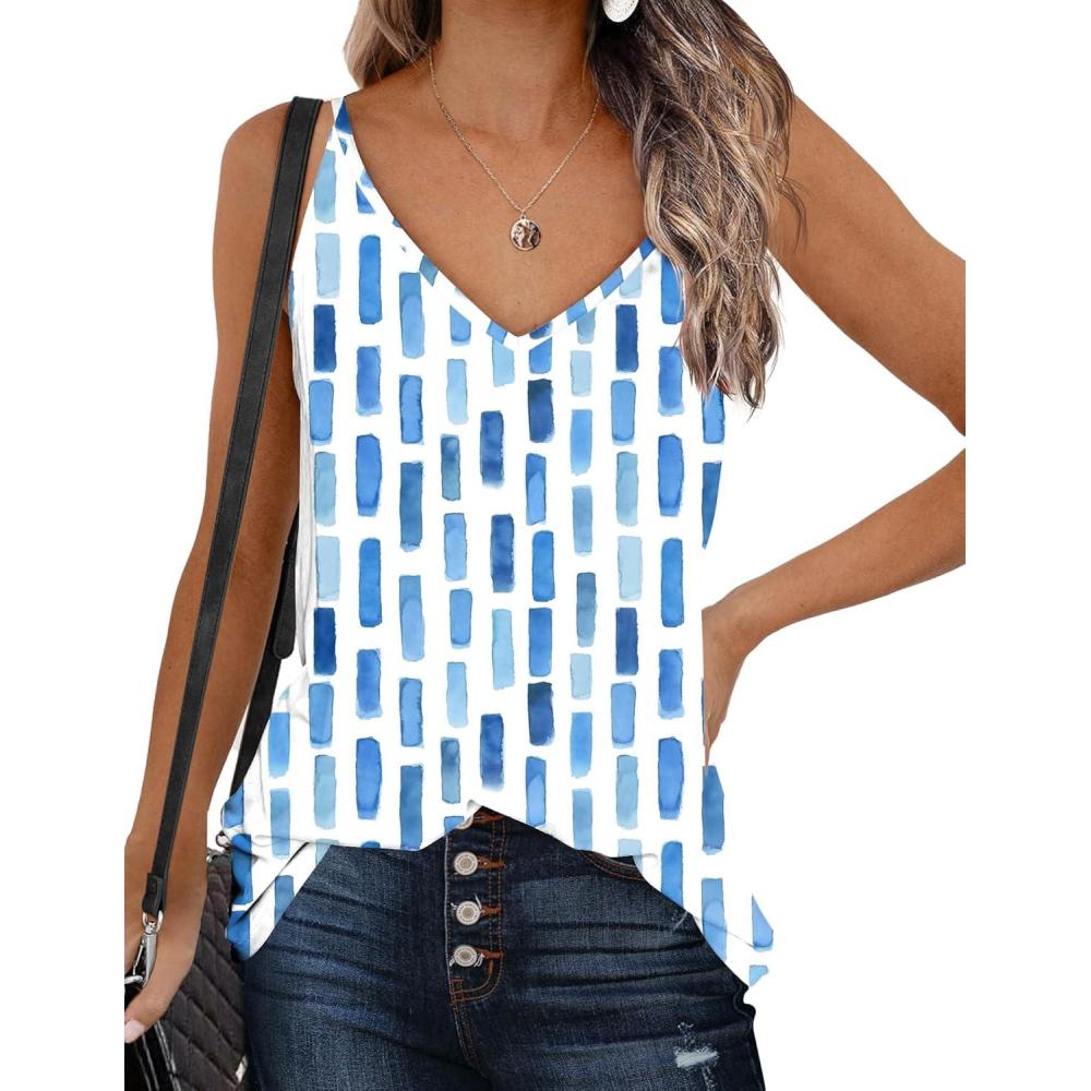 imageZeagoo Womens V Neck Camisole Tank Top Strap Sleeveless T Shirt Casual Loose Vest Blouse SXXLCx329