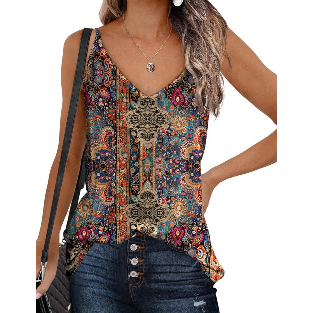 imageZeagoo Womens V Neck Camisole Tank Top Strap Sleeveless T Shirt Casual Loose Vest Blouse SXXLMz721