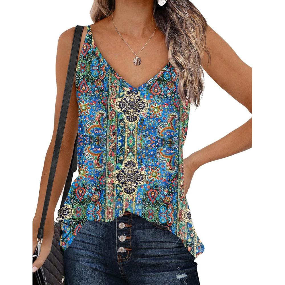 imageZeagoo Womens V Neck Camisole Tank Top Strap Sleeveless T Shirt Casual Loose Vest Blouse SXXLMz779