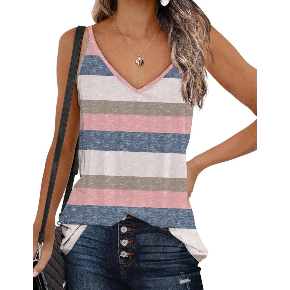 imageZeagoo Womens V Neck Camisole Tank Top Strap Sleeveless T Shirt Casual Loose Vest Blouse SXXLTw669