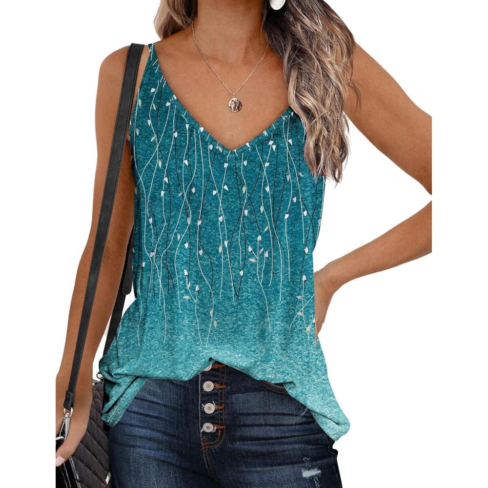 imageZeagoo Womens V Neck Camisole Tank Top Strap Sleeveless T Shirt Casual Loose Vest Blouse SXXLXh363