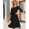 Zeagoo 3/4 Sleeve Women’s Dress Casual Flowy A-Line Midi Tshirt Dresses with Pockets Crewneck Vocation Boho Beach Sundress(01-black)